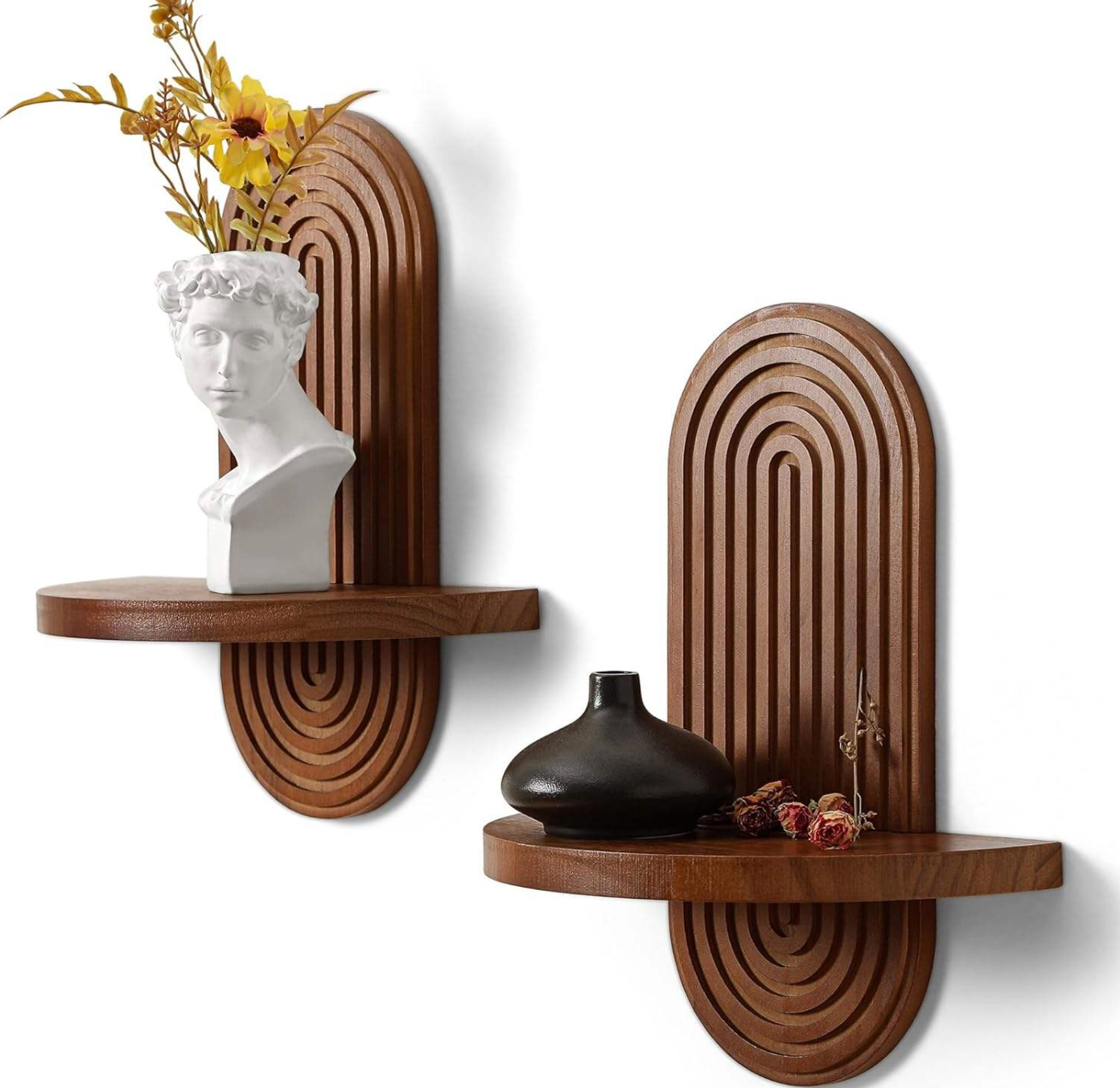 Archeva™ Modern Arched Wood Wall Shelf – Elegant Floating Display Organizer