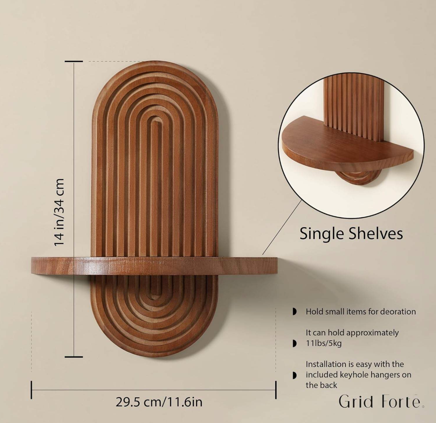 Archeva™ Modern Arched Wood Wall Shelf – Elegant Floating Display Organizer