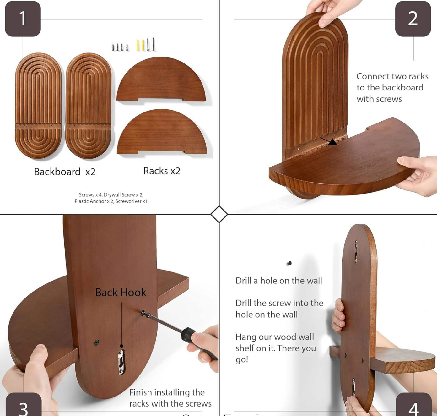Archeva™ Modern Arched Wood Wall Shelf – Elegant Floating Display Organizer