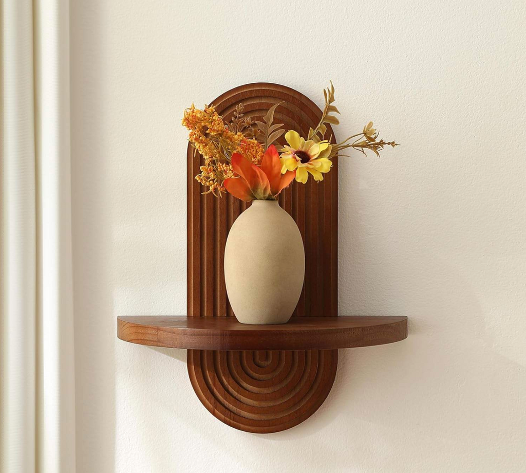 Archeva™ Modern Arched Wood Wall Shelf – Elegant Floating Display Organizer