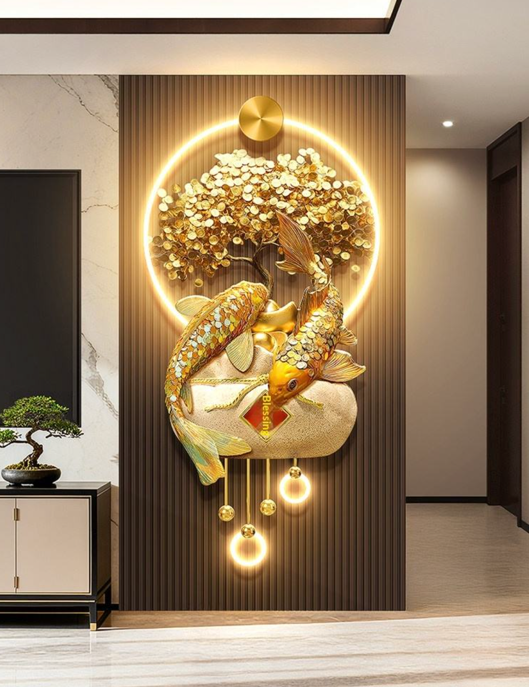 FortunaKoi™ Luxury Koi Fish & Fu Wall Decor – Prosperity-Inspired Statement Art